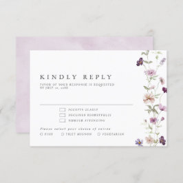 Dusty Lila Lavender Wildblume Hochzeit RSVP Karte