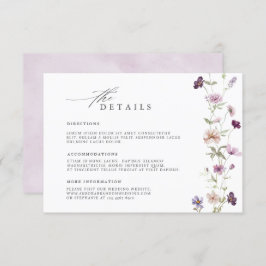 Dusty Lila Lavender Wildblume Hochzeiten Details Begleitkarte