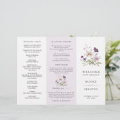 Dusty Lila Lavender Wildblume Hochzeitsprogramm (Stehend Vorderseite)