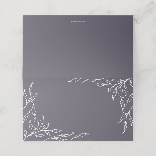 Dusty Lila Leaf Motif Erntedank geklappt Platzkarte (Außenseite Aufgefaltet)