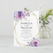 Dusty Lila Lilac Mauve Gold Foil Floral Wedding Einladung (Stehend Vorderseite)
