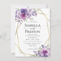 Dusty Lila Lilac Mauve Gold Foil Floral Wedding