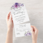 Dusty Lila Mauve Floral Wedding Details UAWG All In One Einladung (Abreißen)