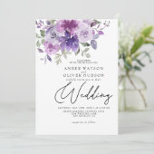 Dusty Lila Mauve Lilac Floral Garden Wedding Einladung (Stehend Vorderseite)