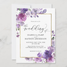 Dusty Lila Mauve Lilac Floral Gold Foil Wedding