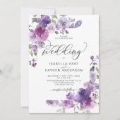 Dusty Lila Mauve Lilac Floral Romantische Hochzeit Einladung (Vorderseite)