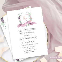 Dusty Lila, Mauve Pastel Formal Monogram Wedding Einladung