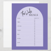 Dusty Lila Minimal Text Weekly Meal Planner (Vorne/Hinten)