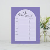 Dusty Lila Minimal Text Weekly Meal Planner (Stehend Vorderseite)