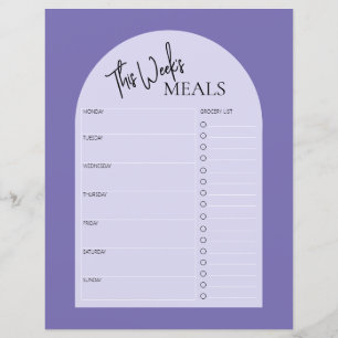 Dusty Lila Minimal Text Weekly Meal Planner