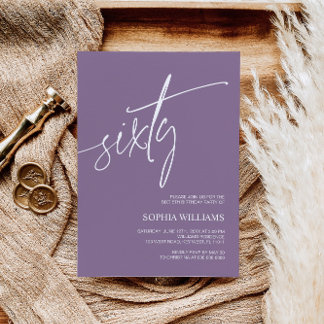 Dusty Lila Minimalistisch 60. Geburtstag Einladung