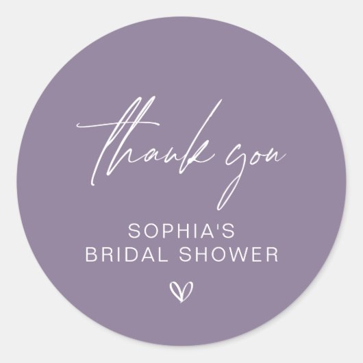 Dusty Lila Minimalistisch Brautparty Vielen Dank Runder Aufkleber (Vorderseite)