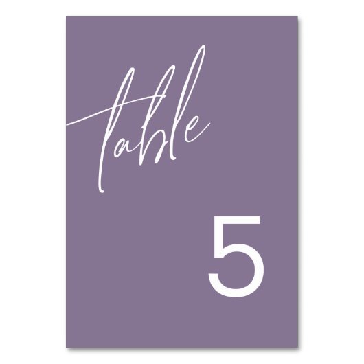 Dusty Lila Minimalistisch Hochzeitstil-Tischnummer Tischnummer (Rückseite)