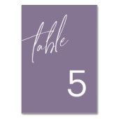 Dusty Lila Minimalistisch Hochzeitstil-Tischnummer Tischnummer (Vorderseite)
