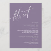 Dusty Lila Minimalistische Wedding Menu Card Menükarte (Vorderseite)