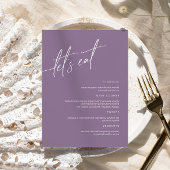 Dusty Lila Minimalistische Wedding Menu Card Menükarte