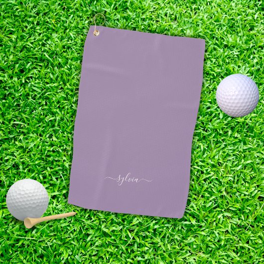 Dusty Lila Modern Girly Monogram Name Golfhandtuch