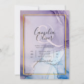 Dusty Lila Navy Blue Gold INK Wedding INVITE Einladung (Vorderseite)