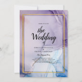 Dusty Lila Navy Blue Gold INK Wedding INVITE Einladung (Vorderseite)