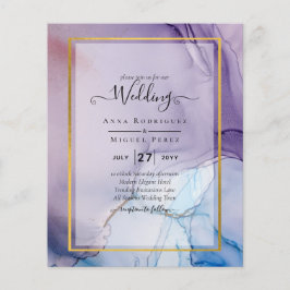 Dusty Lila Navy Blue Gold INK Wedding INVITE Flyer