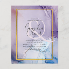 Dusty Lila Navy Blue Gold INK Wedding INVITE Flyer