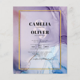 Dusty Lila Navy Blue Gold INK Wedding INVITE Flyer