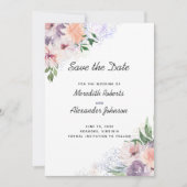 Dusty Lila Peach Boho Floral Glitzer QR Code Save The Date (Vorderseite)