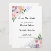 Dusty Lila Peach Boho Floral Glitzer QR Code Save The Date (Vorne/Hinten)