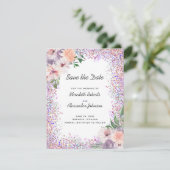Dusty Lila Peach Floral QR Code Save the Date Ankündigung (Stehend Vorderseite)