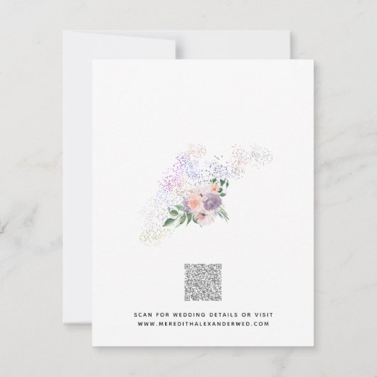 Dusty Lila Peach Floral QR Code Save the Date Ankündigung (Rückseite)