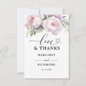 Dusty Lila Peony Floral Wedding Vielen Dank Dankeskarte (Vorderseite)