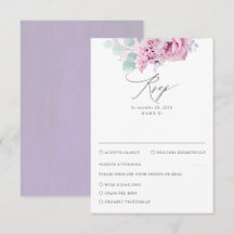 Dusty Lila Pink Floral Wedding RSVP