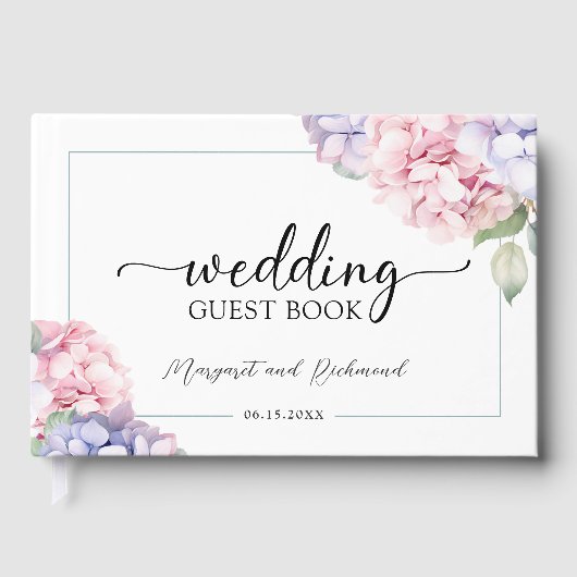 Dusty Lila & Pink Hydrangea Wedding Gästebuch (Vorderseite)