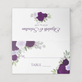 Dusty Lila & Plum Rose Elegantes Hochzeitstil Platzkarte (Außenseite Aufgefaltet)