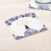 Dusty Lila Princess Floral Quinceañera Rechteckiger Pappuntersetzer (angewinkelt)
