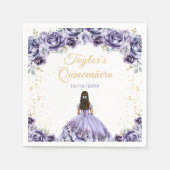 Dusty Lila Princess Floral Quinceañera Serviette (Vorderseite)