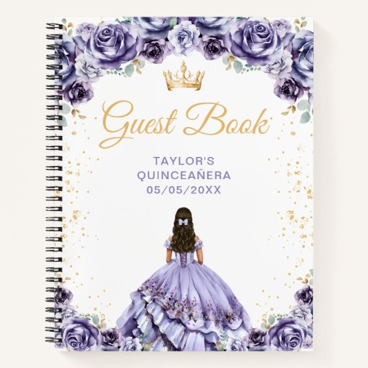 Dusty Lila Princess Quinceañera Gästebuch Notizblock (Vorderseite)