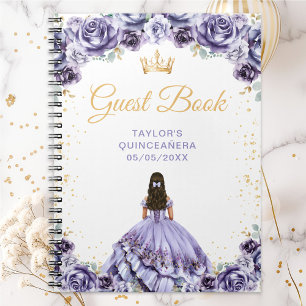 Dusty Lila Princess Quinceañera Gästebuch Notizblock