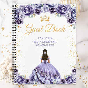 Dusty Lila Princess Quinceañera Gästebuch Notizblock