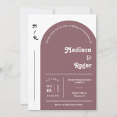 Dusty Lila Retro Arch Foto QR Code UAWG Groovy Einladung (Vorderseite)