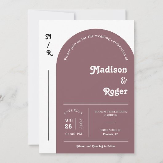 Dusty Lila Retro Arch Foto QR Code UAWG Groovy Einladung (Vorderseite)