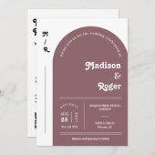 Dusty Lila Retro Arch Foto QR Code UAWG Groovy Einladung (Vorne/Hinten)