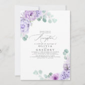 Dusty Lila Romantic Wedding Abend Empfang Einladung (Vorderseite)