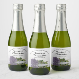 Dusty Lila Rose Classy Wedding Danke Mini Schaumweinetikett