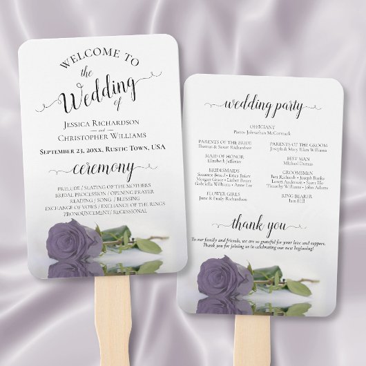 Dusty Lila Rose Elegantes Hochzeitsprogramm Fächer