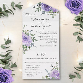 Dusty Lila Rose Eukalyptus Botanische Hochzeit All In One Einladung