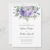 Dusty Lila Rose Eukalyptus Botanische Hochzeit Einladung (Vorderseite)