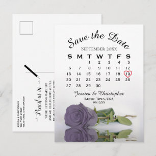 Dusty Lila Rose Hochzeitkalender Save the Date Ankündigungspostkarte