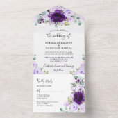 Dusty Lila Rose Lilac Blume Rustikale Hochzeit All In One Einladung (Innen Boden)