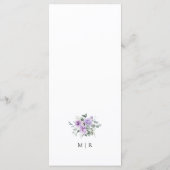 Dusty Lila Rustic Floral Wedding Menu Menükarte (Rückseite)